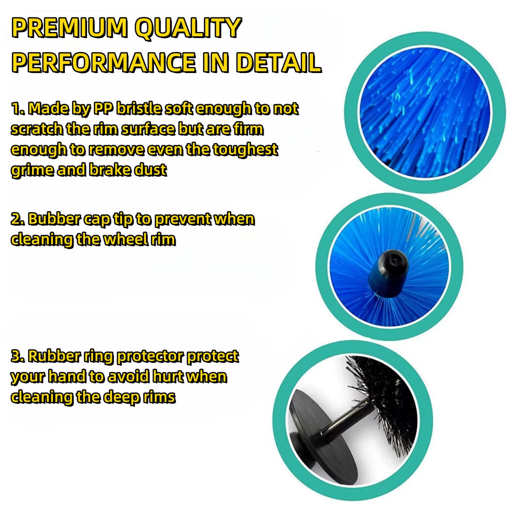Professional Auto Wheel Cleaning Brush for Detailing Tires, Rims, and Engine Components
