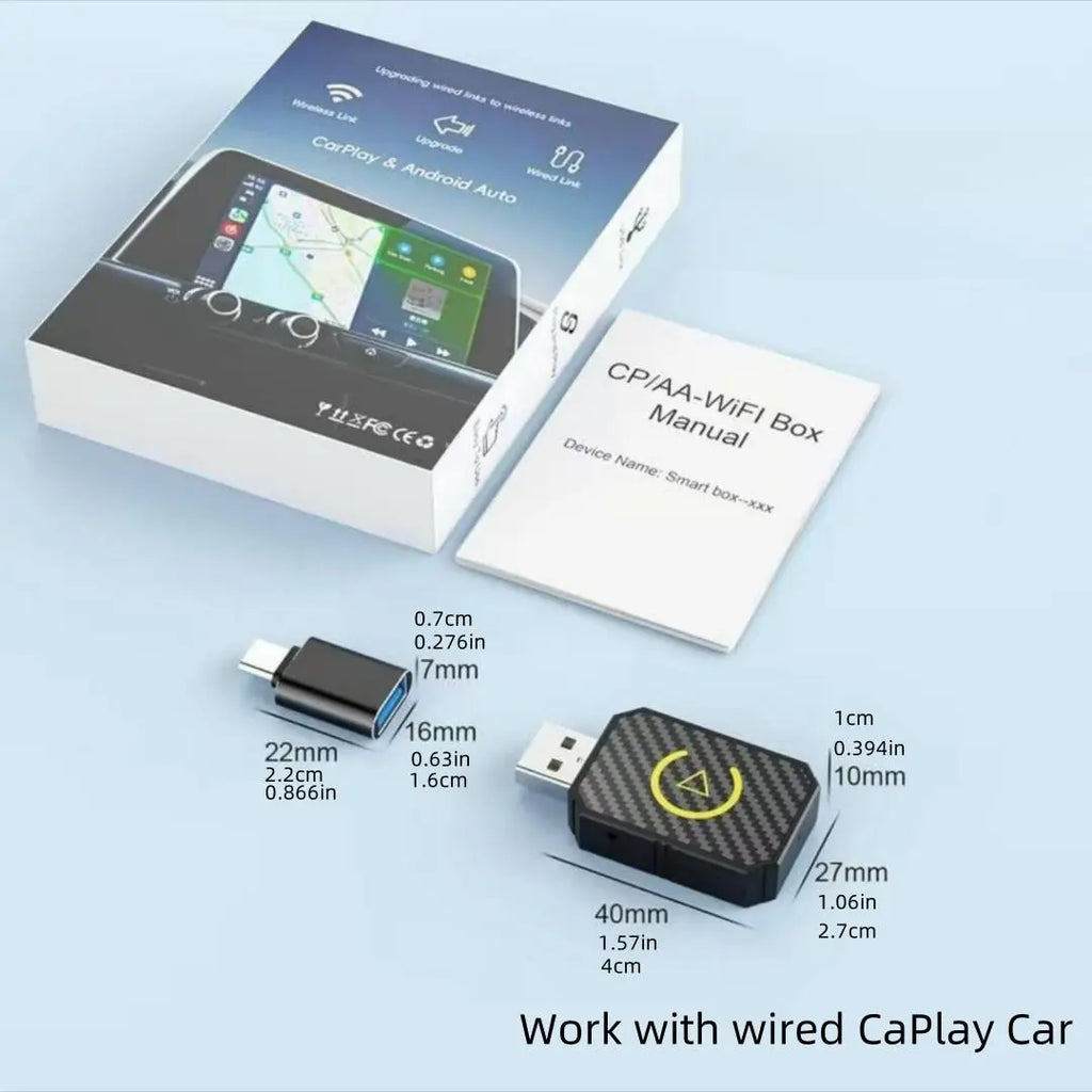 Wireless Car Adapter, Car Adapter Compatible with Carplay, Plug & Play Car Adapter, Compatible with Iphone & Android Devices, Convert Wired to Wireless for Car, Carplay Converter