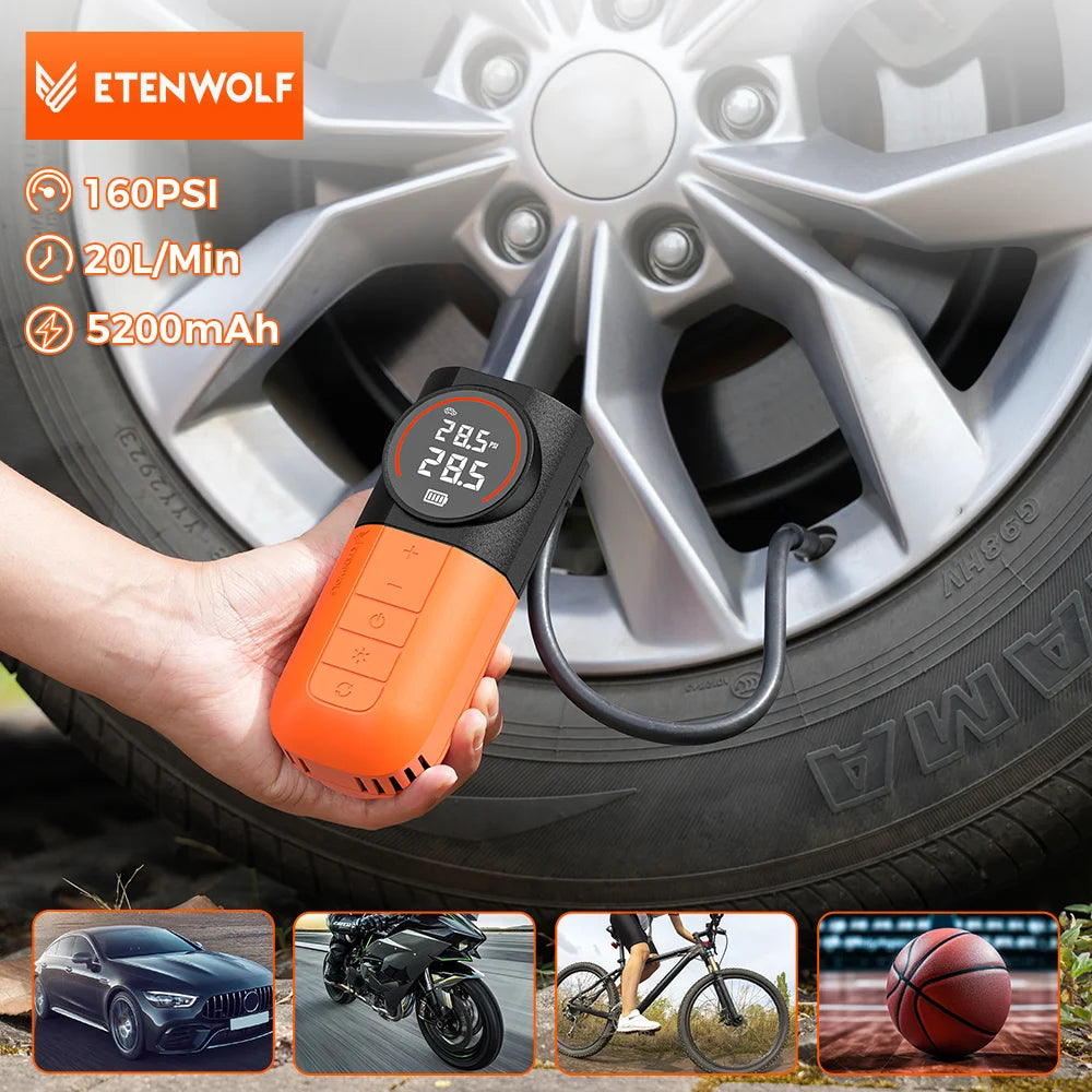 New  Portable Tire Inflator 5200Mah