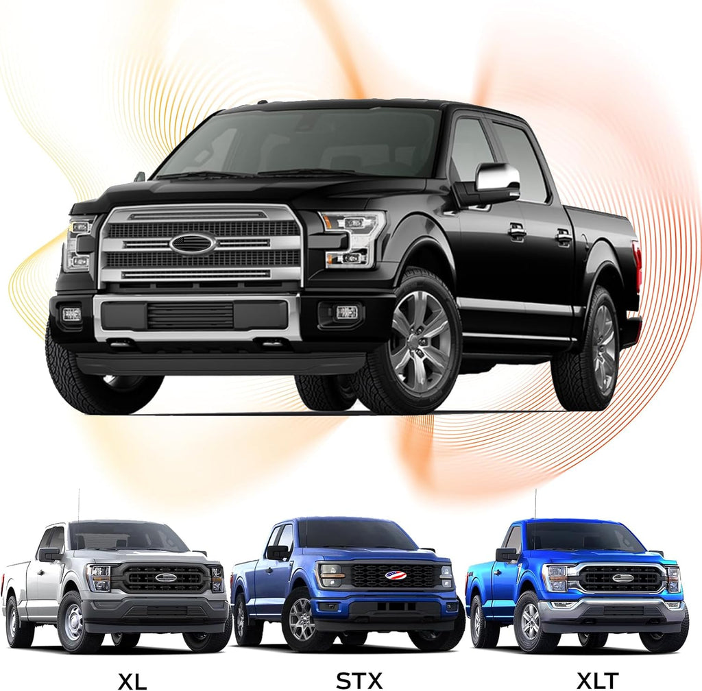 Ford F150 F250 F350 Silver American Flag Tailgate Emblem - 9 Inch Aluminum Oval Overlay Decal for Front Grill and Rear Tailgate