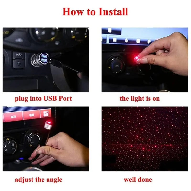 Car USB Starry Night Lamp, Internal Ceiling Light, Atmosphere Lamp, USB Internal Starry Sky Lamp, Car Atmosphere Decorative Light, Starlight Roof