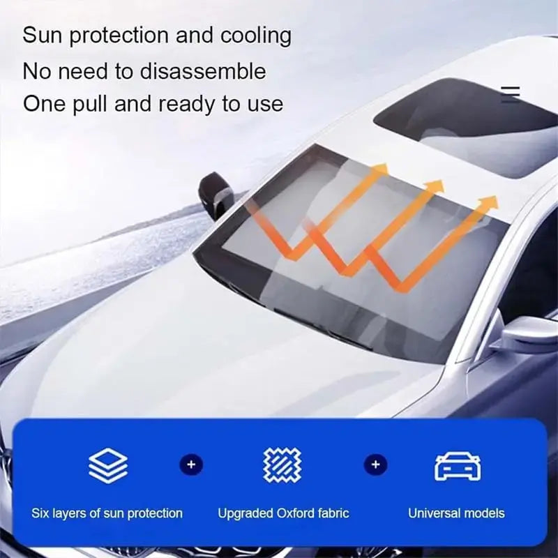 Automatic Retractable Car Sunshade, Windshield Sun Shade for UV & Heat Blocker, 47-53 Inch Adjustable, Foldable Sun Visor for All Season, Car Privacy Shades, Automotive Accessories Exterior