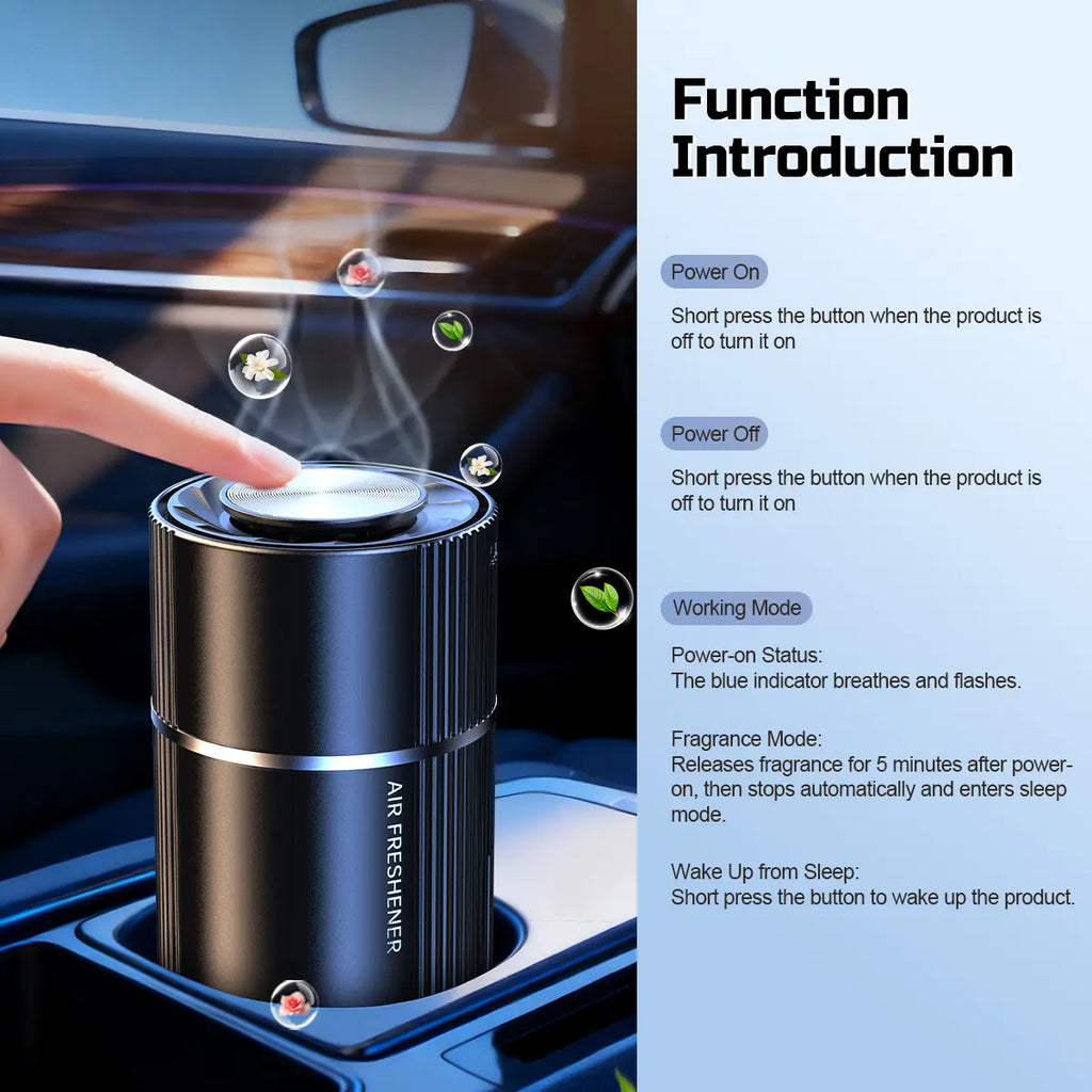 【Acechace Smart Car Air Freshener】200Ml Auto Intermittent Fragrance, One-Click Start/Stop, Odor Removal & Air Purification, Long Lasting Scent for Car Home, 5 Mins Cycle Diffuser