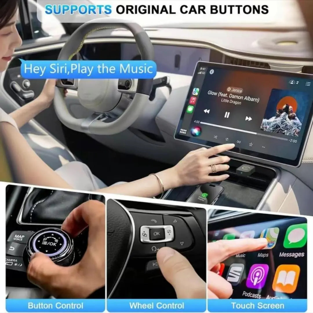 Wireless Car Adapter, Car Adapter Compatible with Carplay, Plug & Play Car Adapter, Compatible with Iphone & Android Devices, Convert Wired to Wireless for Car, Carplay Converter