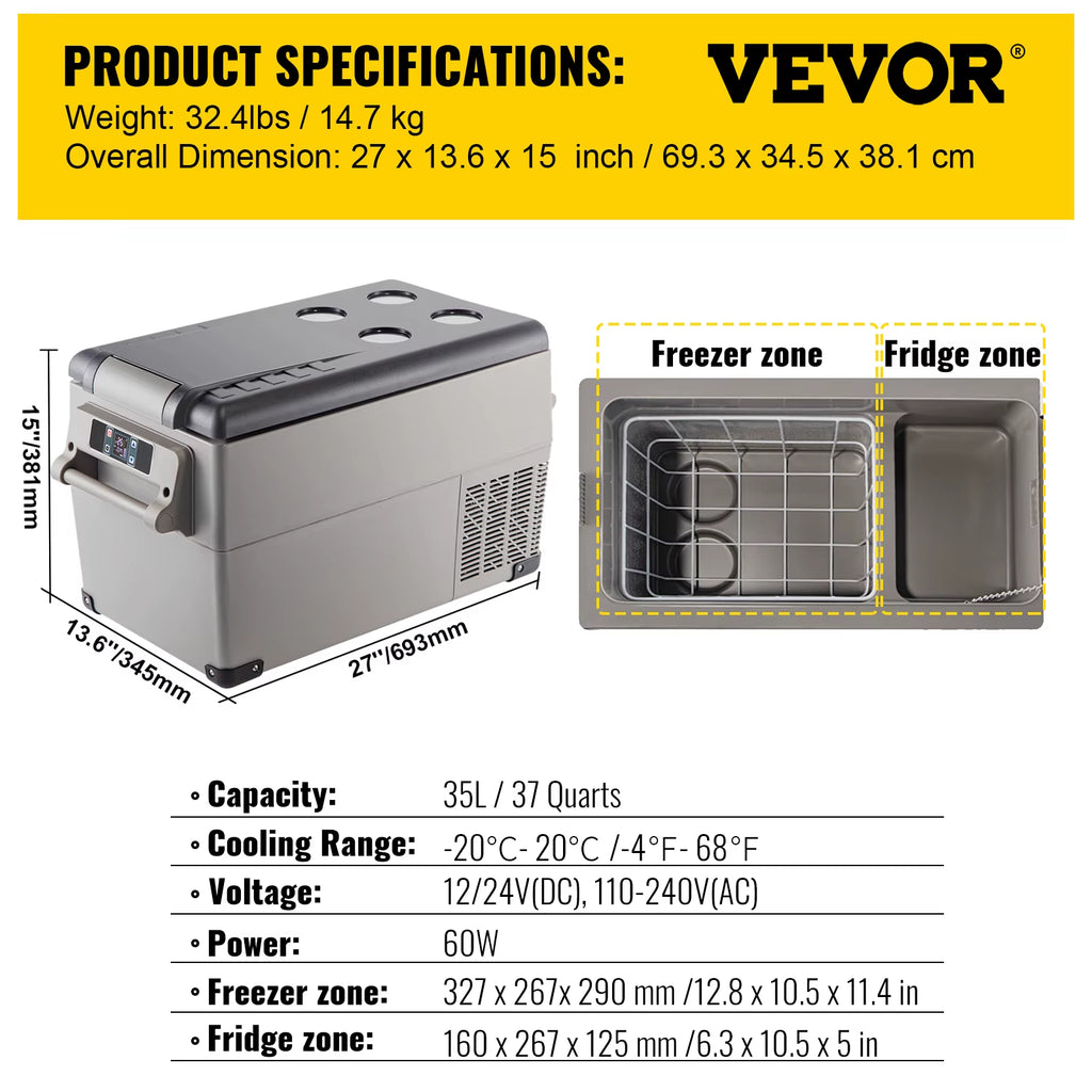 Car Refrigerator and Cooler 12/24V Ice Box for Camping 20L-22L-35L-45L-55L