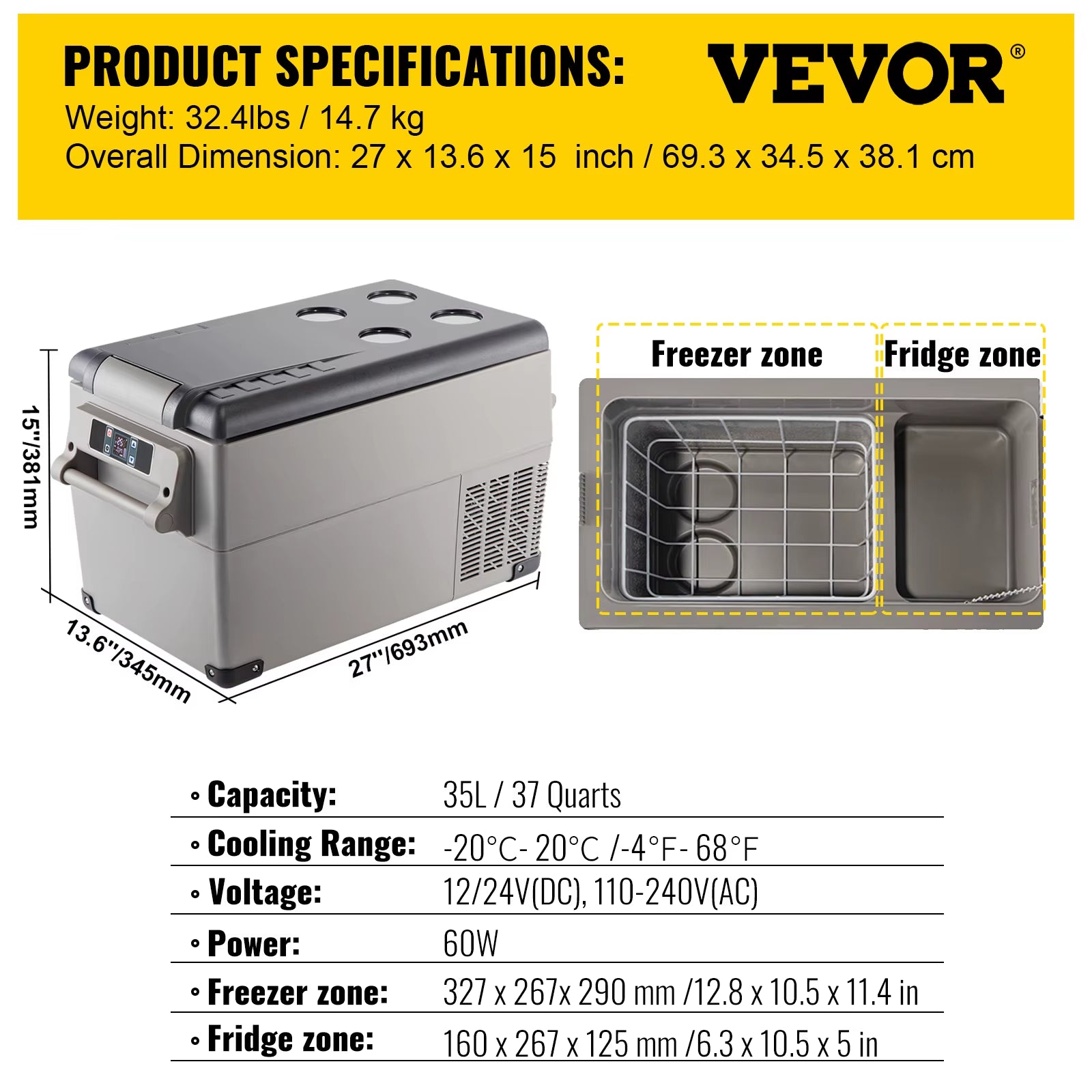 Car Refrigerator and Cooler 12/24V Ice Box for Camping 20L-22L-35L-45L-55L