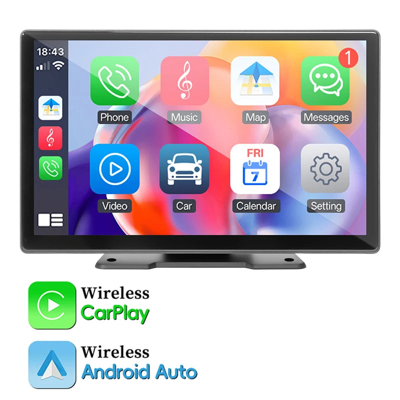 Portable Wireless Carplay and Android Auto Touch Screen Mirror 7/9/10.26"