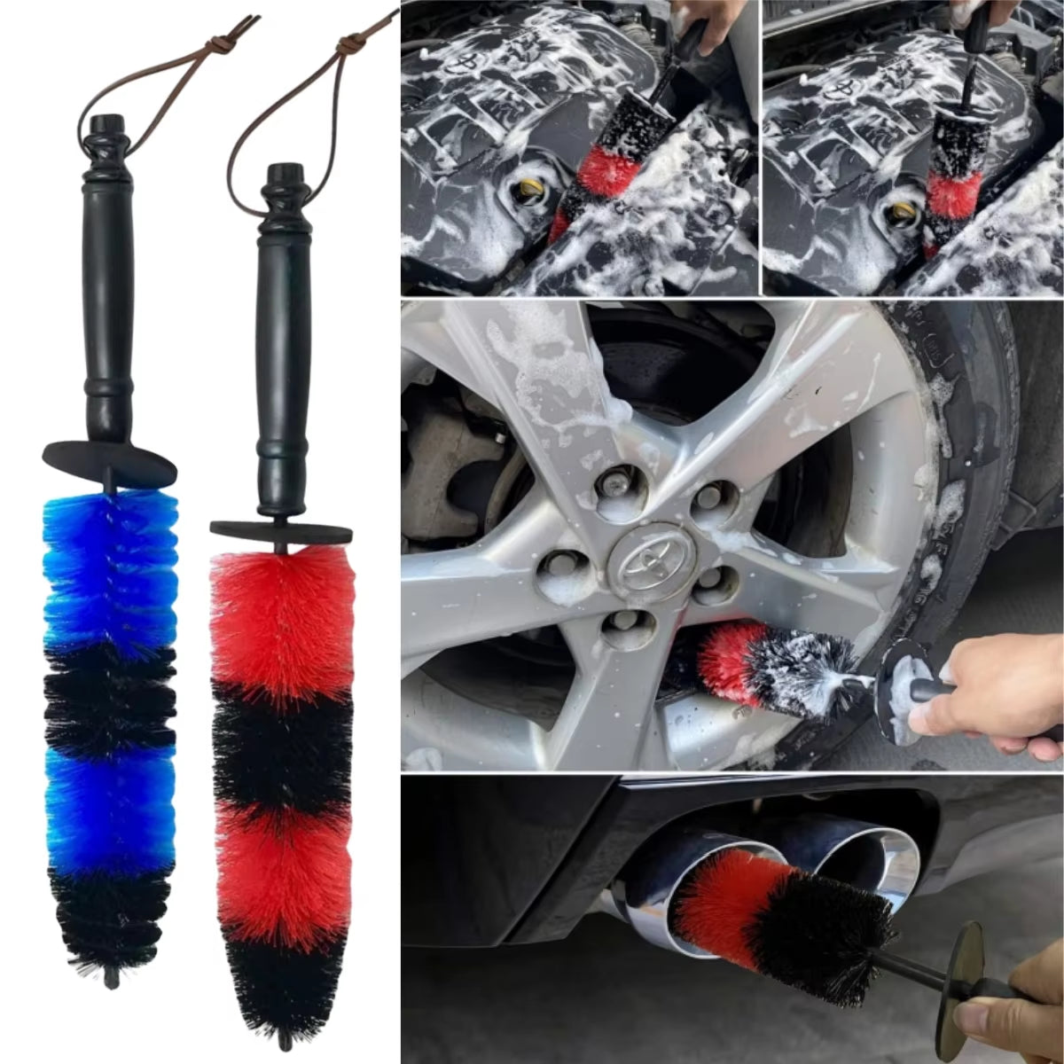 Professional Auto Wheel Cleaning Brush for Detailing Tires, Rims, and Engine Components
