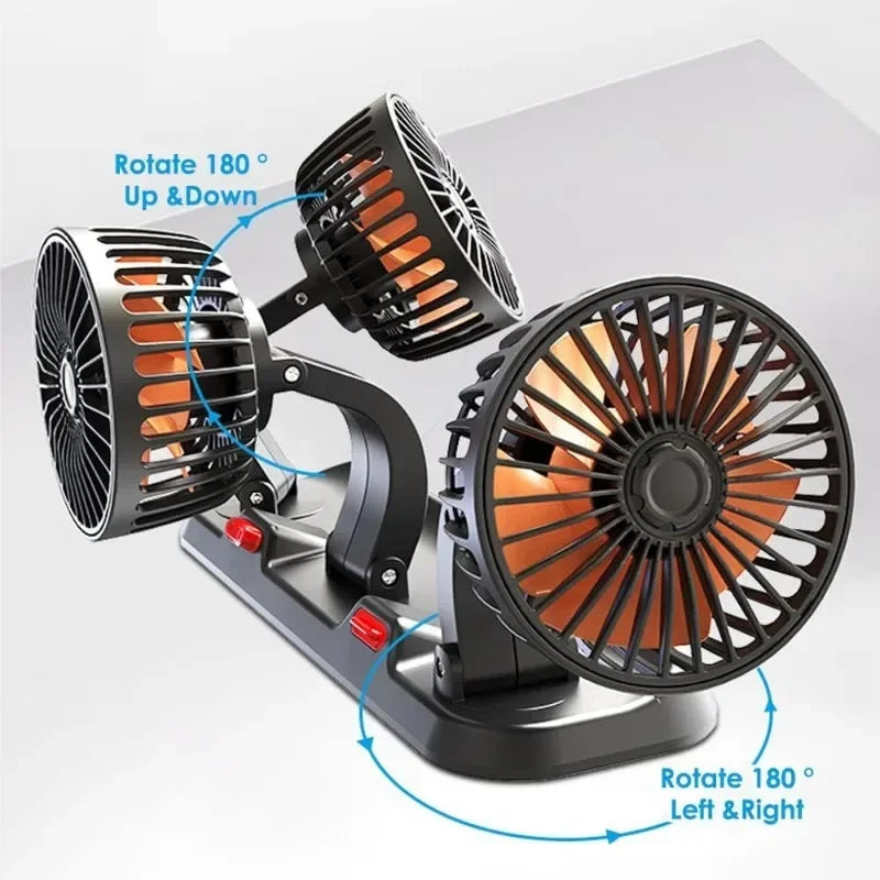 Car Fan 360° Adjustable 3 Head 
