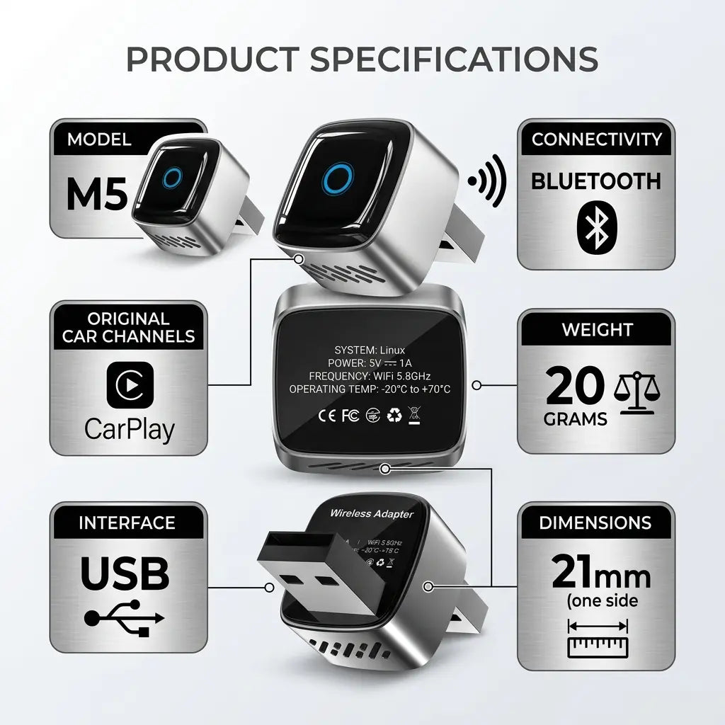 Cars Accessories 2-In-1 Carplay Wireless Adapter, Carplay Adapter, Suitable for Apple and Android Systems