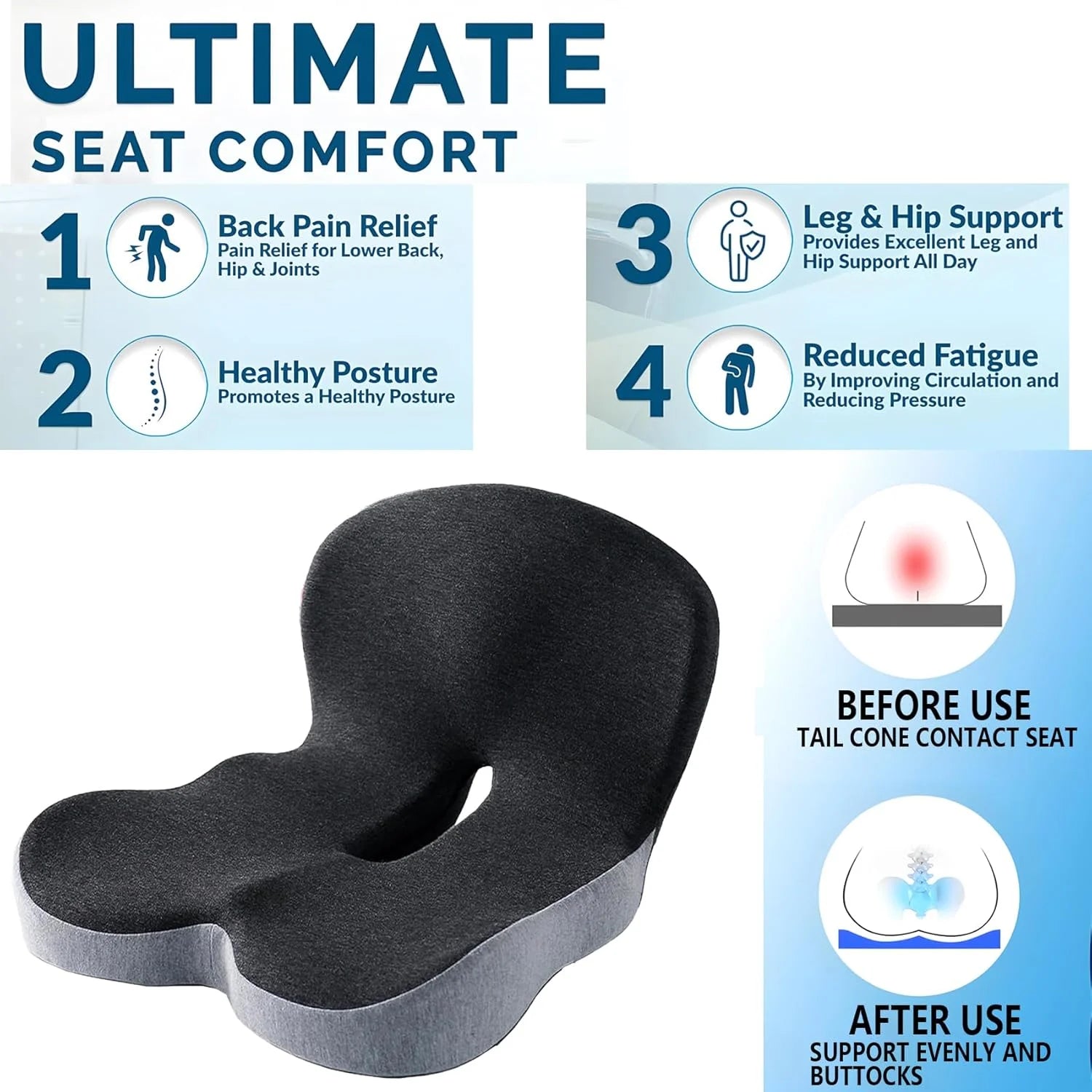 Memory Foam Cushion and Pillow Car Seat