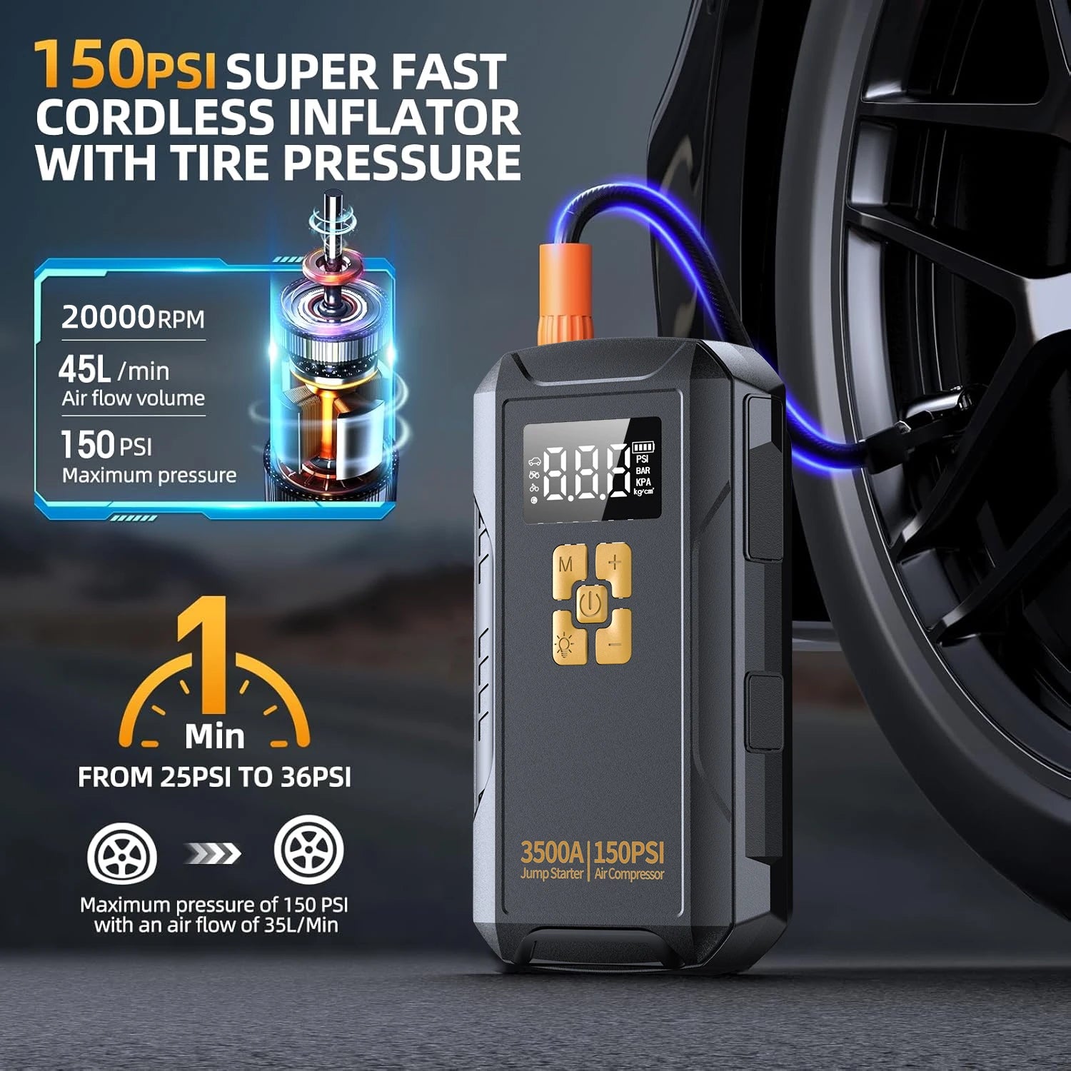 Jump Starter with Air Compressor 3500A