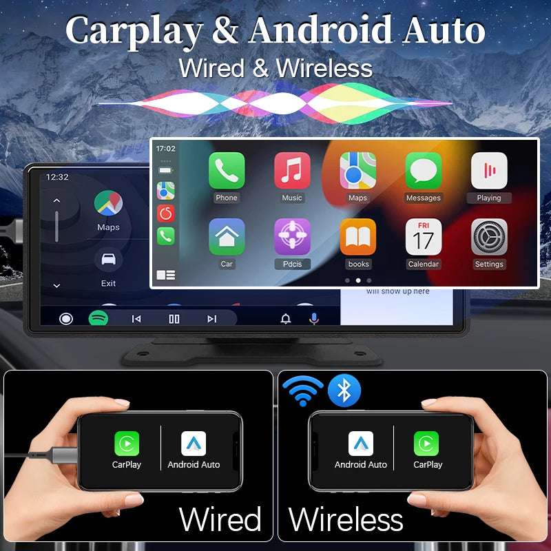 10.26" Universal Wireless Carplay and Android Auto Screen