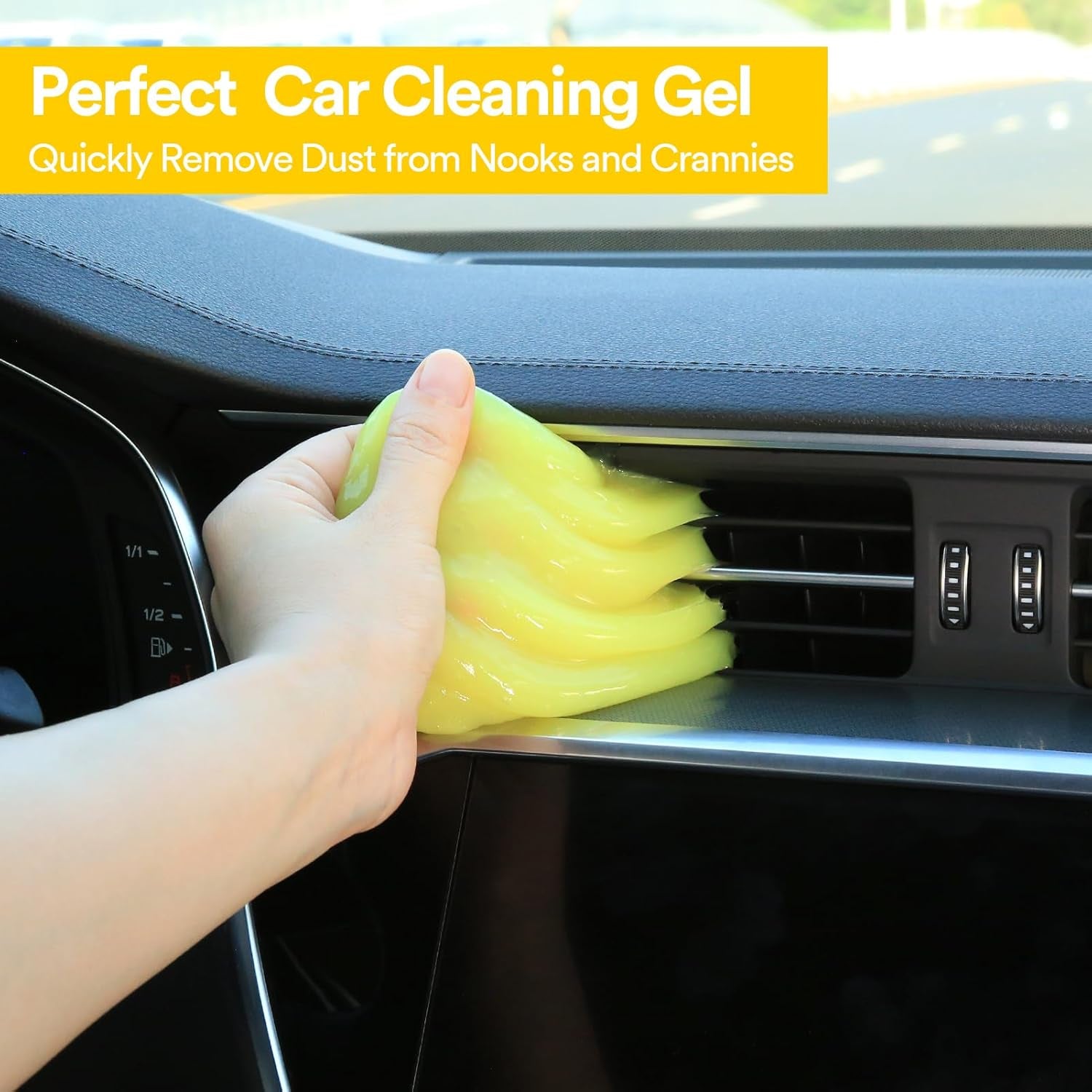 Professional Car Cleaning Gel Detailing Kit - Reusable Auto Cleaning Putty and Dust Remover Supplies - Ideal Gift for Men and Women - Yellow