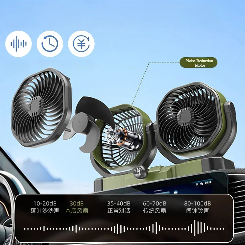 Dual-Head Car Cooling Fan