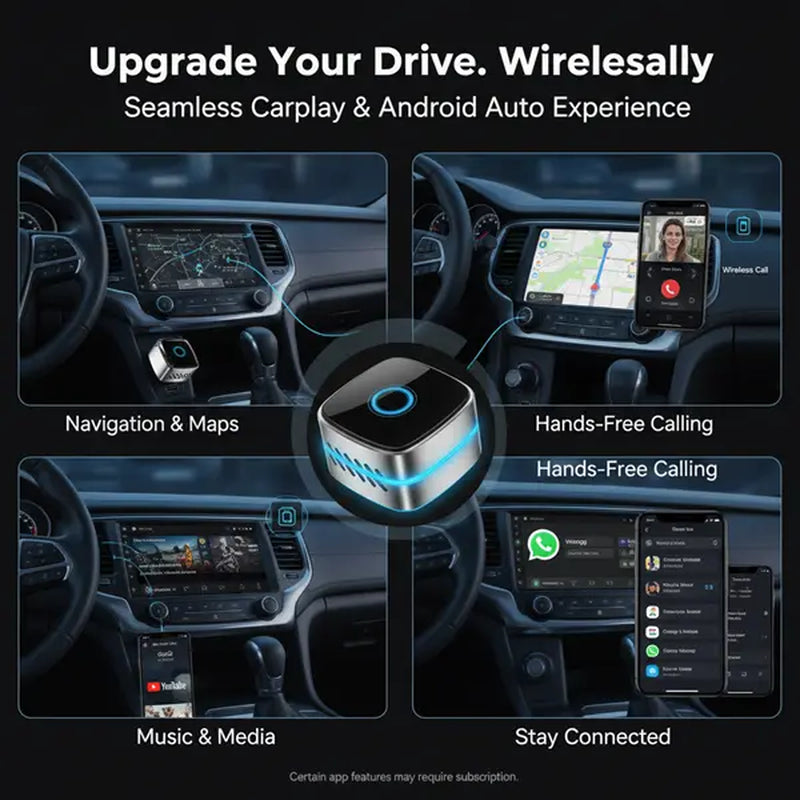 Cars Accessories 2-In-1 Carplay Wireless Adapter, Carplay Adapter, Suitable for Apple and Android Systems