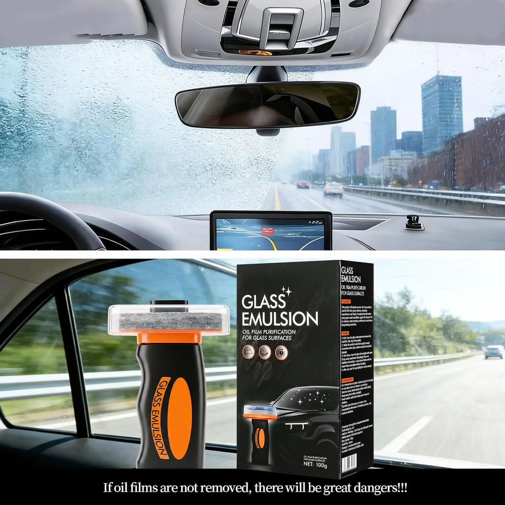 DUFIKKI Windshield Oil Film Eraser Wand - All-In-One Pro Kit with Glass Cleaning Emulsion Formula and Sponge - the Ultimate Streak-Free Solution to Prep for Rain Repellents Outdoorfun Fathersdaygift