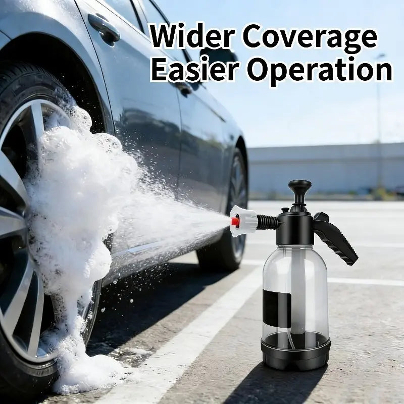 New 2L Multipurpose Manual Foam Sprayer Car Wash Cleaner with Adjustable Nozzle, Thickened Pull Rod, Portable Pressure Foam Cannon for Car, Home, Garden Use