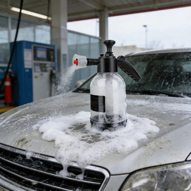 New 2L Multipurpose Manual Foam Sprayer Car Wash Cleaner with Adjustable Nozzle, Thickened Pull Rod, Portable Pressure Foam Cannon for Car, Home, Garden Use