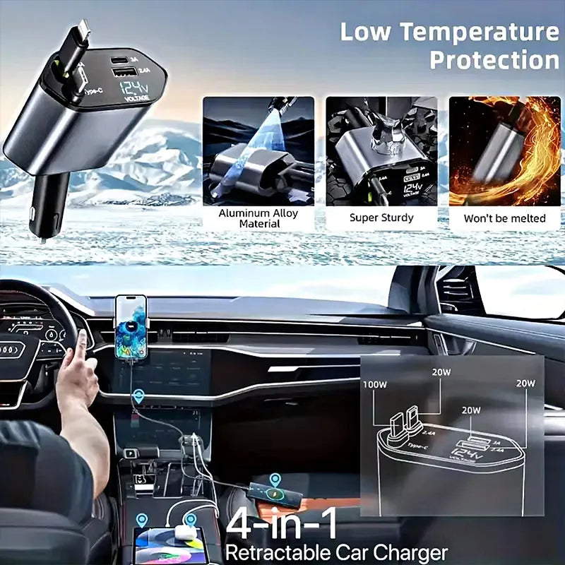 4 in 1 120W Car Charger