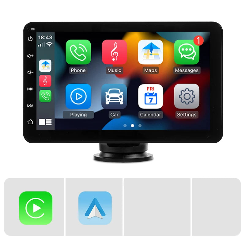 7" Portable Stereo Wireless Carplay Android Auto